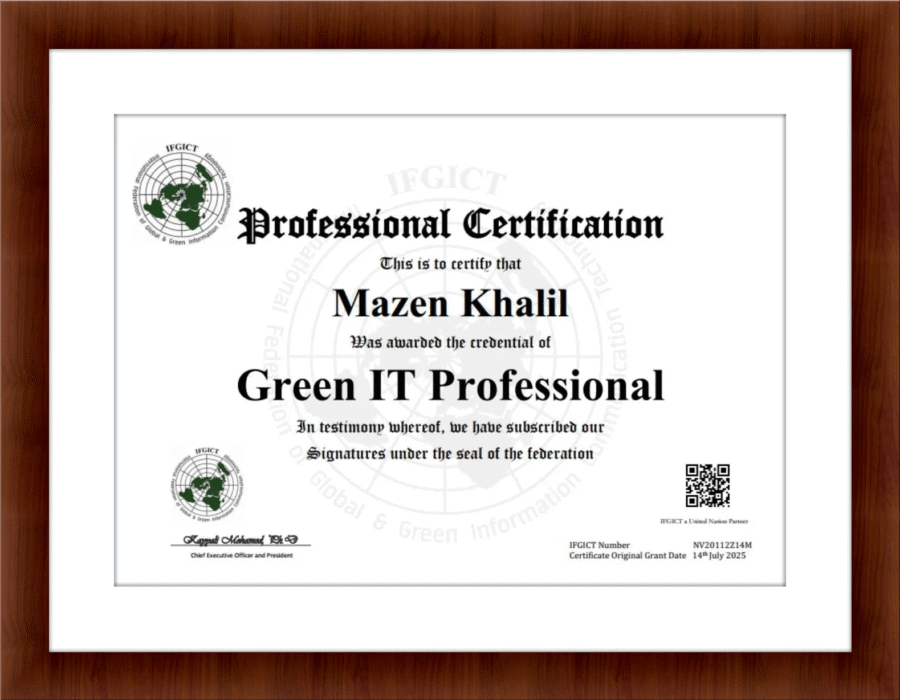 Green IT Course Certificate by IFGICT - 4D Business Consulting